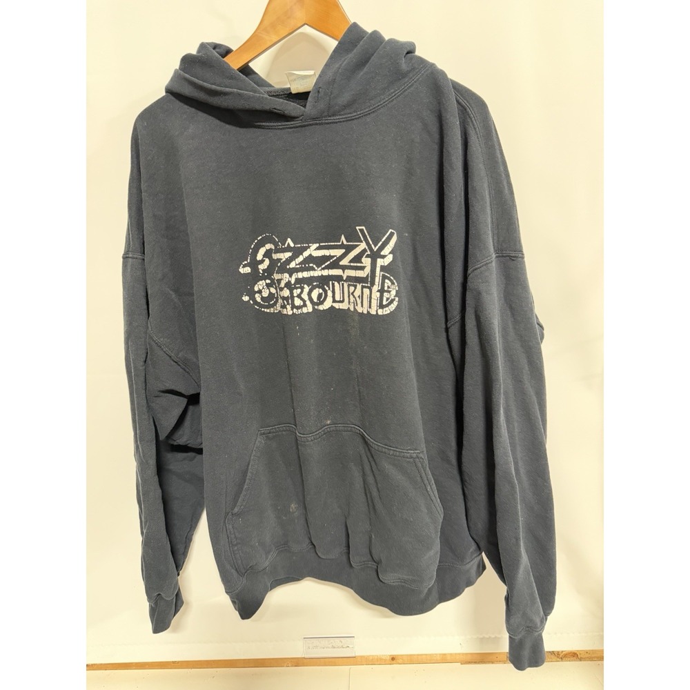 Vintage Ozzy Osbourne Hooded Sweatshirt XL/2XL Black Faded Stained Fast Shipping